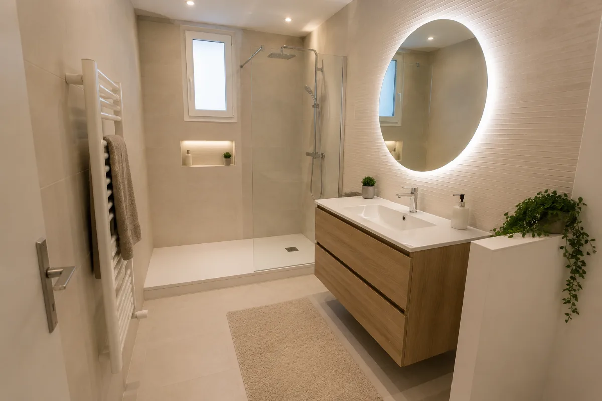Salle de bain après rénovation par BAT FINITION à Cagnes-sur-Mer